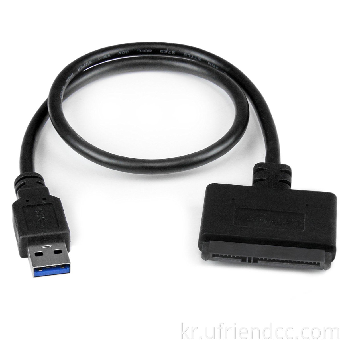 USB 3.0 SATA 하드 드라이브 어댑터 케이블, 2.5 인치 SSD 및 HDD를위한 SATA에서 USB 어댑터 케이블, UASP, 9 인치, 검은 색 지원